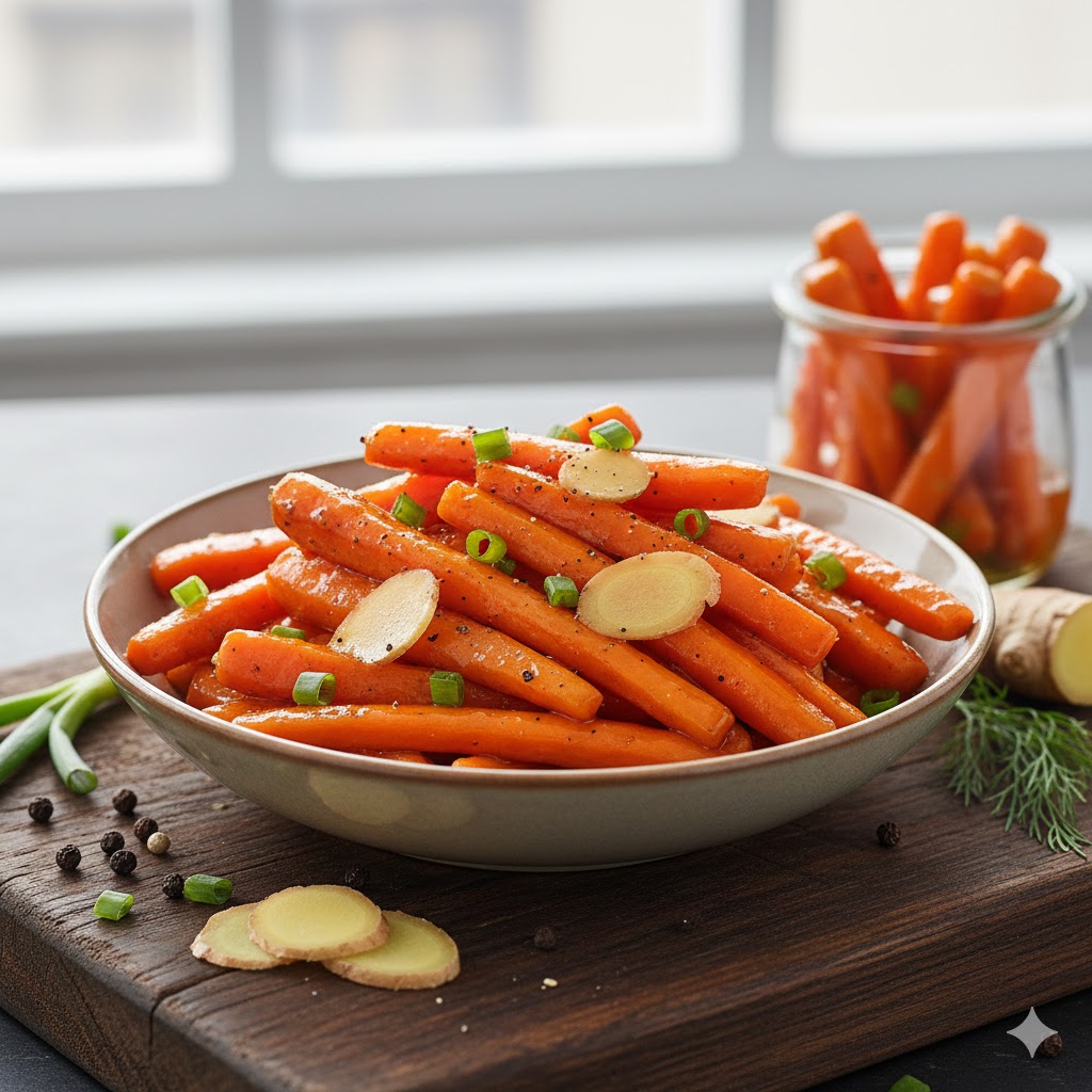 Cenouras Crocantes Agridoce com Toque de Gengibre
