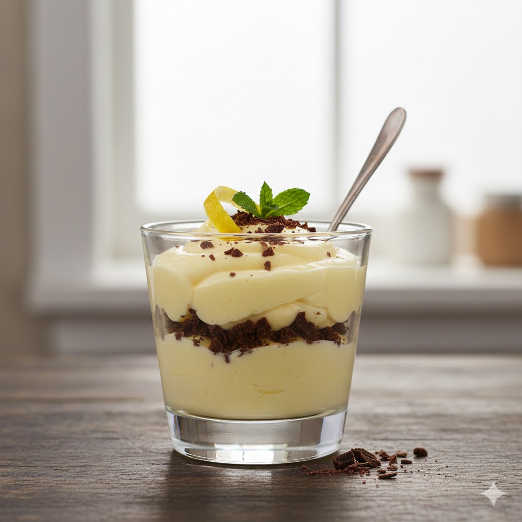 Taça de Sonho: Mousse Cremosa de Limão com Crocante de Chocolate