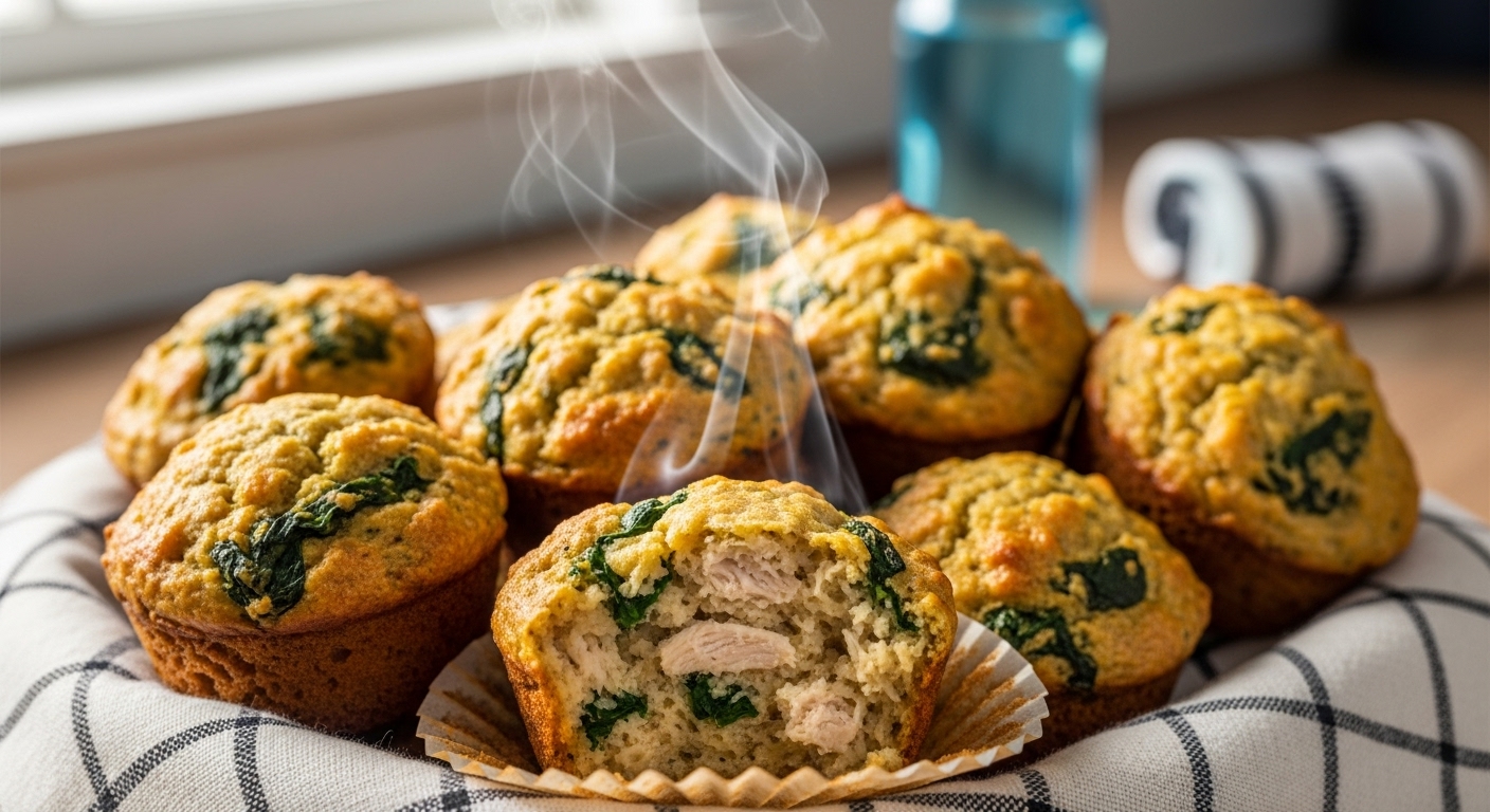 Muffins Proteicos de Frango e Espinafre (Pós-Treino)