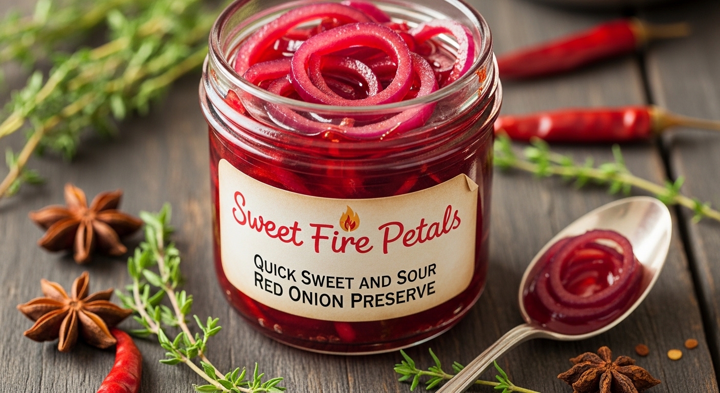 Pétalas de Fogo Doce: Conserva Rápida de Cebola Roxa Agridoce