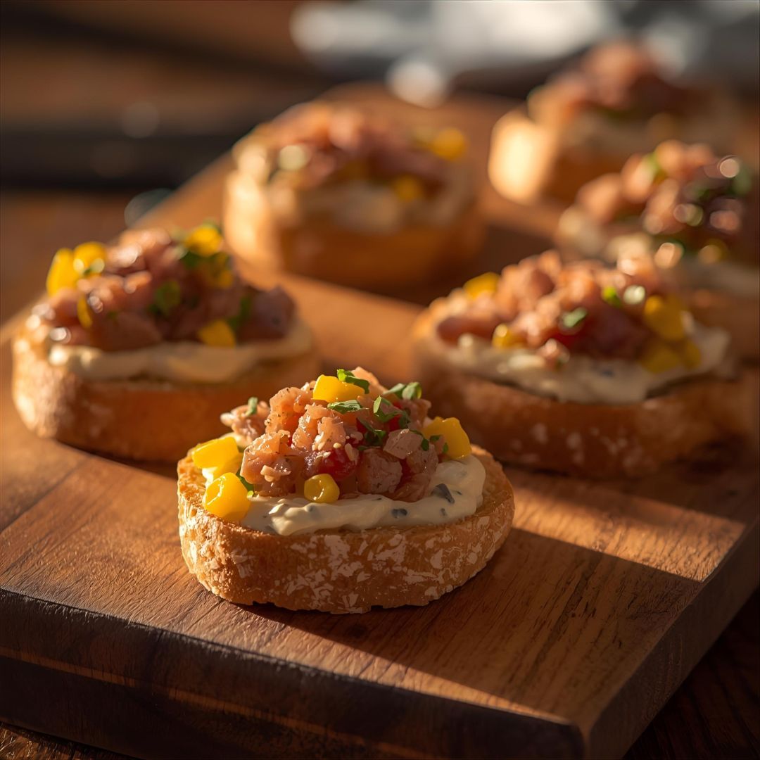 Crostini Cremoso de Atum e Milho
