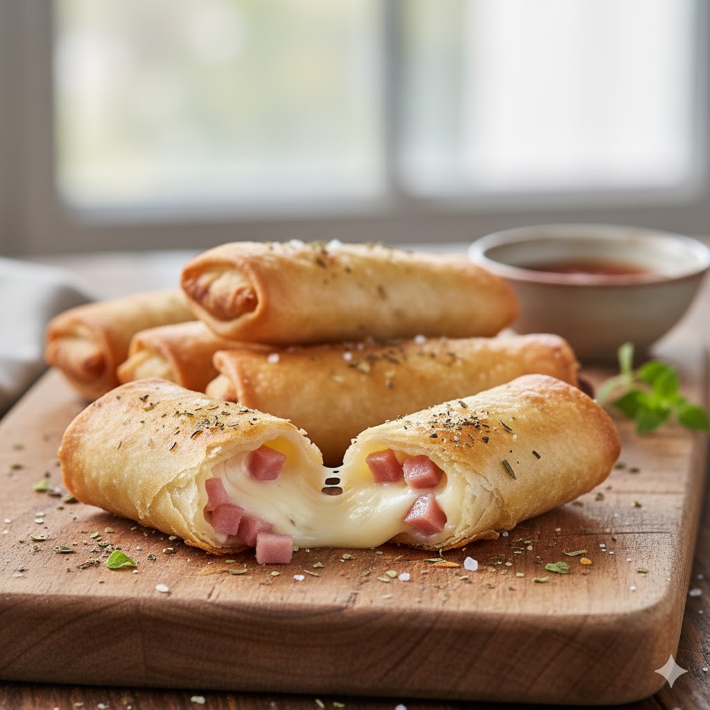 Rolinhos Crocantes de Queijo e Presunto ao Toque de Orégano