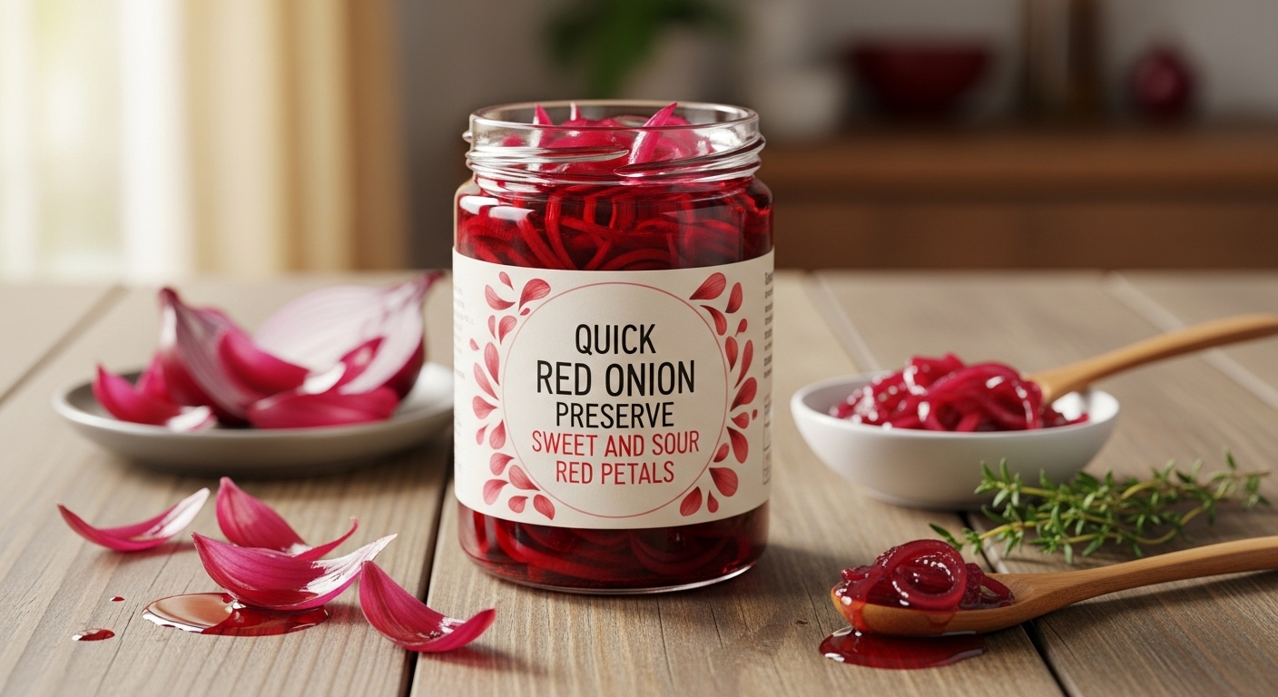Pétalas Rubras Agridoce: Conserva Rápida de Cebola Roxa