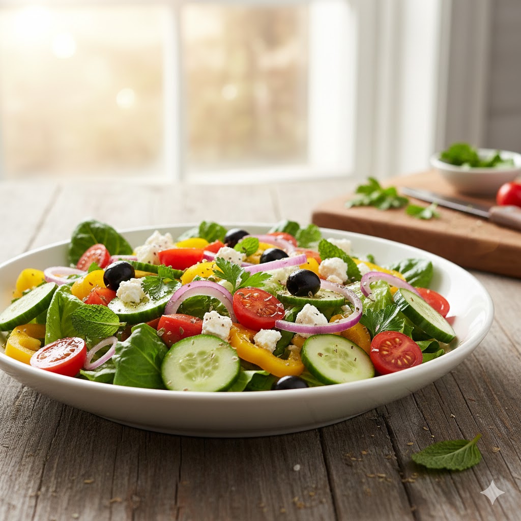 Salada Mediterrânea Rápida: Sol de Verão
