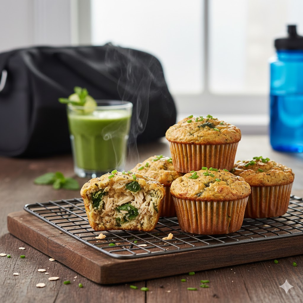 Muffins Proteicos de Frango e Espinafre: O Turbo Matinal