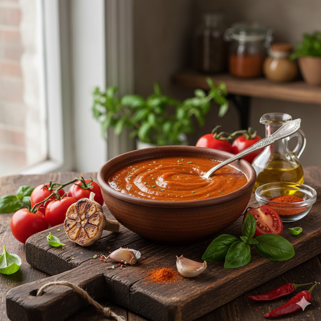 Molho Cremoso de Tomate e Alho Defumado Rápido
