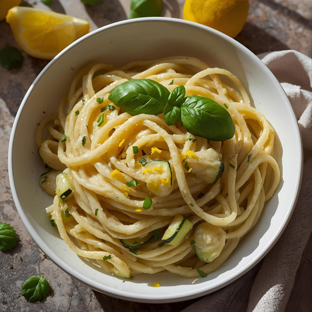 Spaghetti Cremoso de Limão Siciliano e Abobrinha