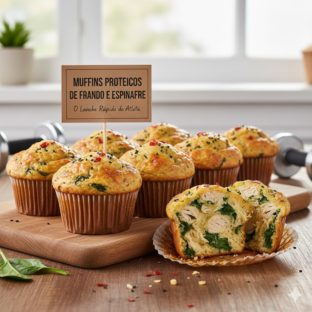 Muffins Proteicos de Frango e Espinafre: O Lanche Rápido do Atleta
