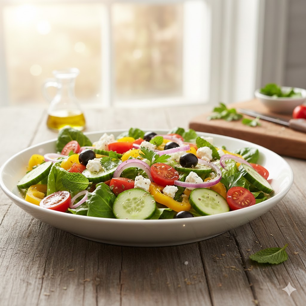 Explosão de Frescor: Salada Mediterrânea Rápida