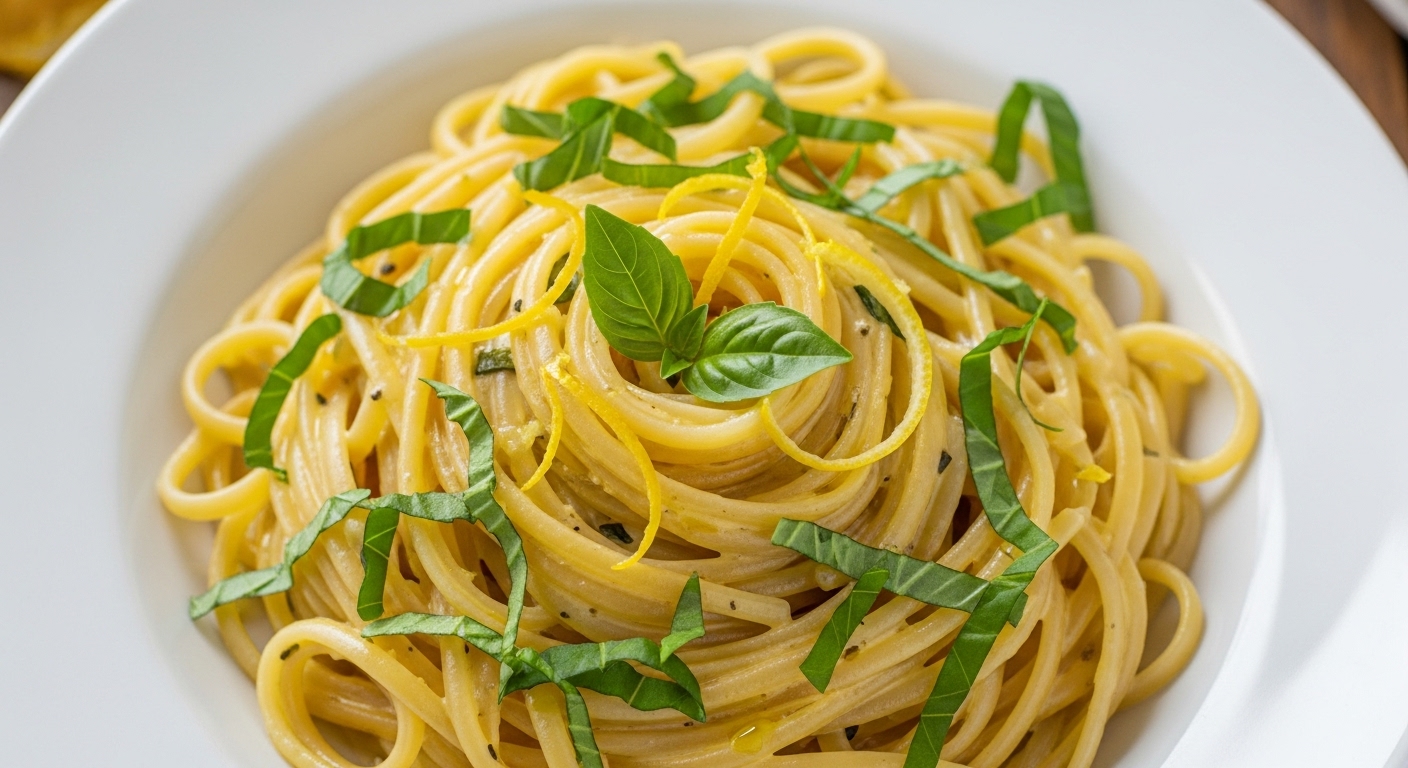 Linguine Cremoso ao Perfume de Limão e Manjericão