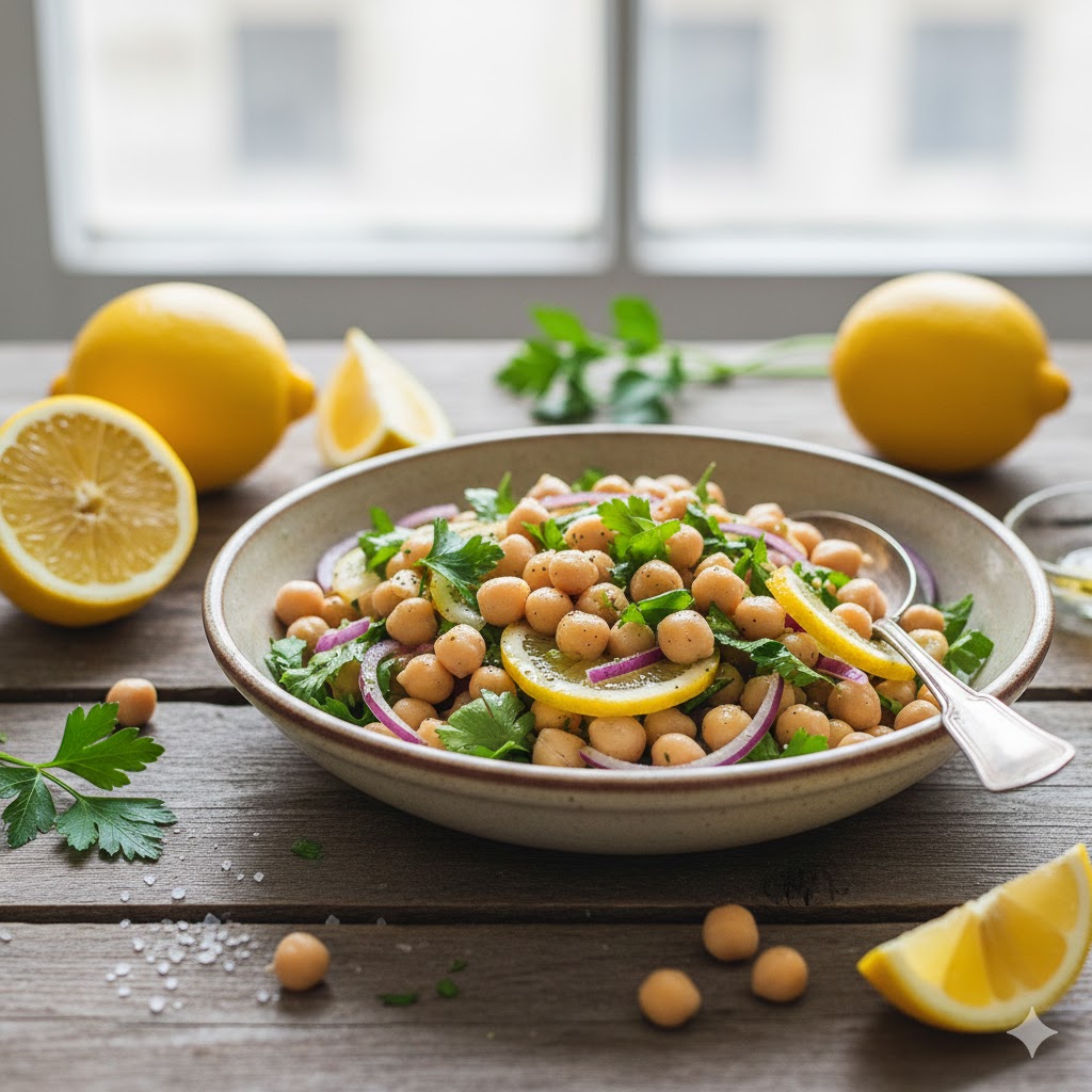 Salada Revigorante de Grão de Bico e Limão