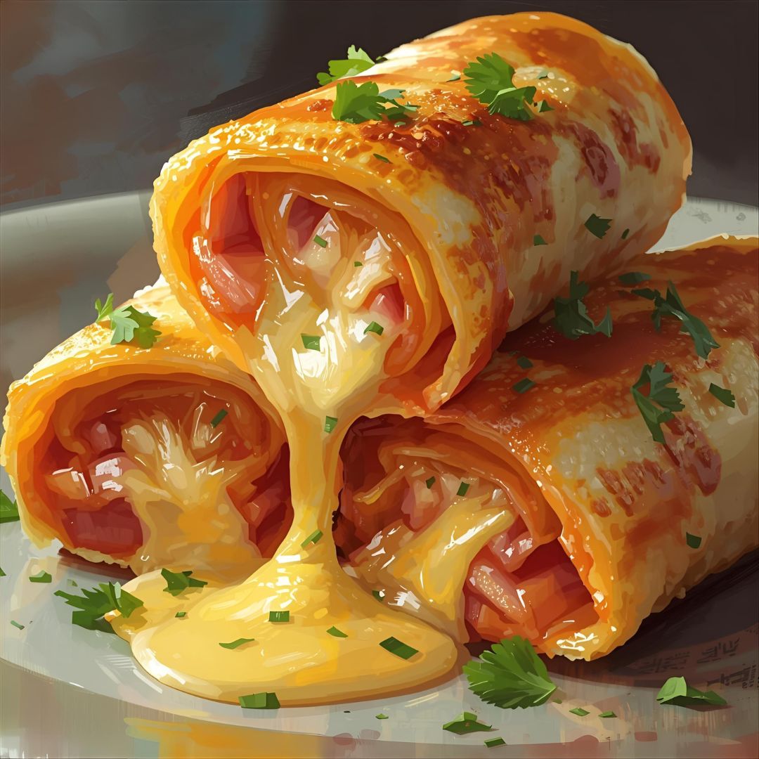 Rolinhos Cremosos de Tortilla de Queijo e Presunto