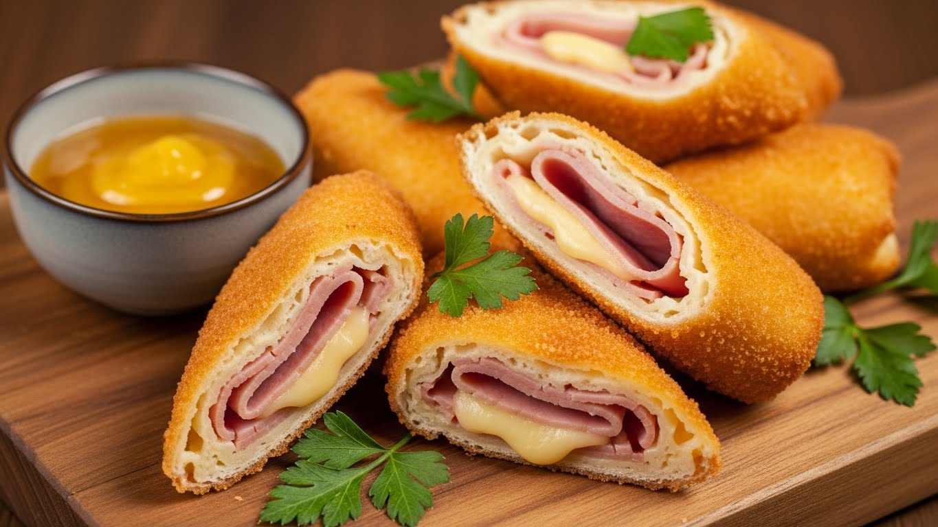 Rolinhos Crocantes de Queijo e Presunto