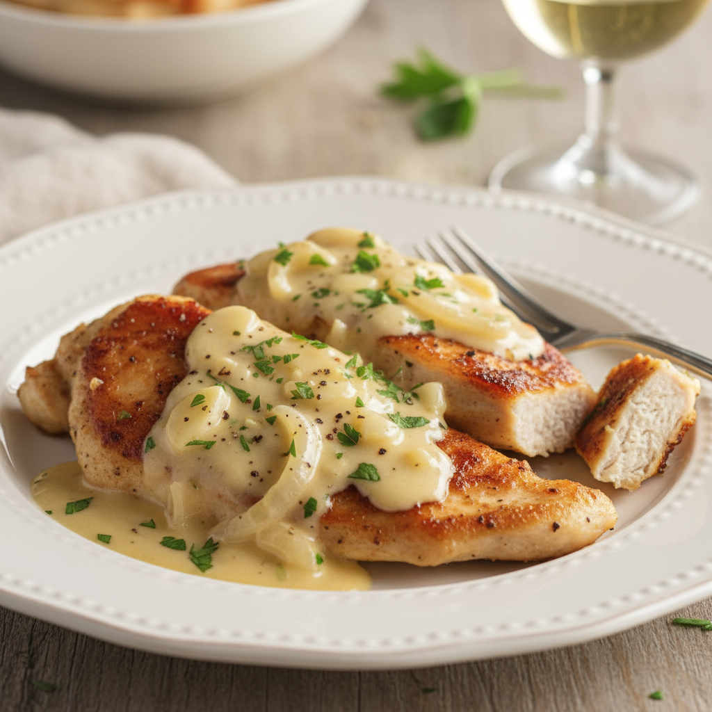 Bifes de Frigideira Cremosos ao Molho de Alho e Cebola