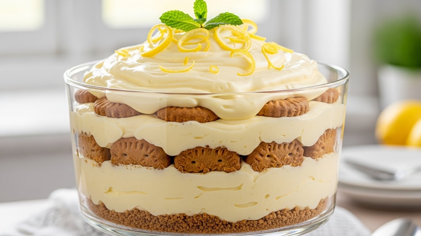 Taça Cremosa de Limão e Biscoito (No-Bake)