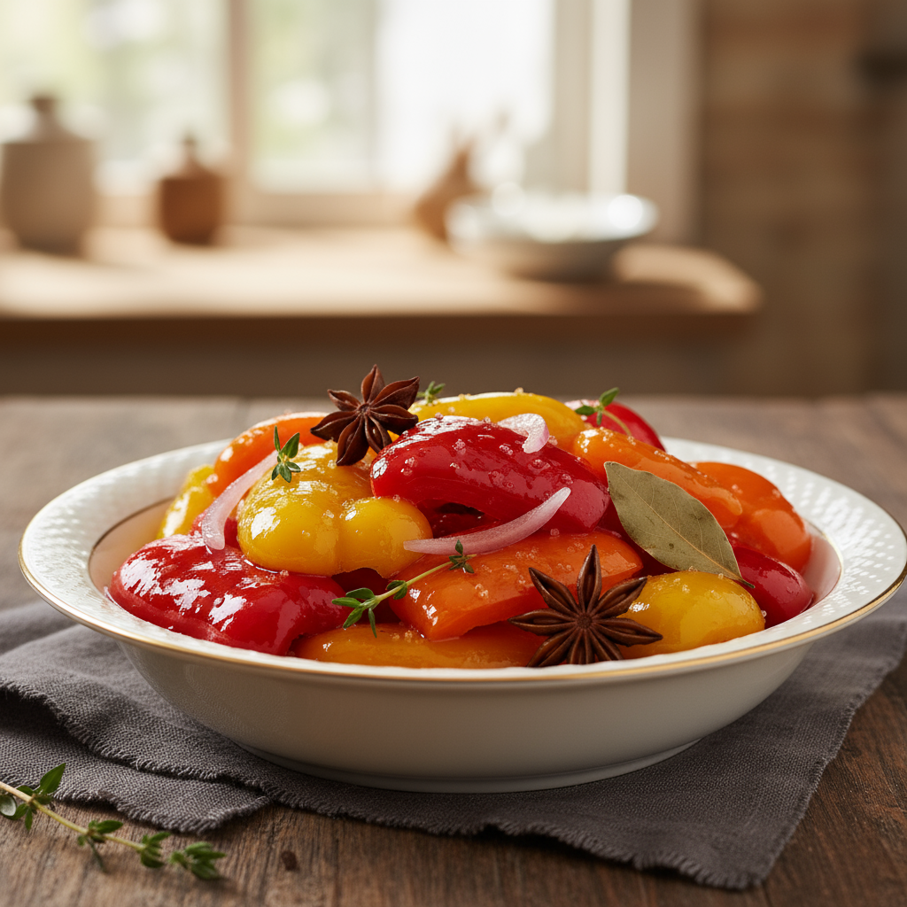 Pimentões Agridoce Brilhantes em Conserva