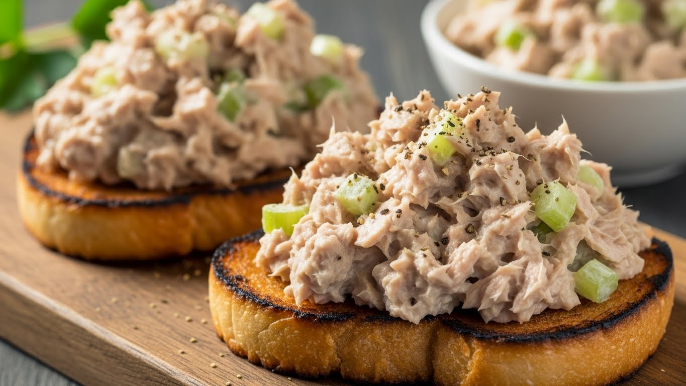 Nuvens de Atum Cremoso em Torradas Crocantes