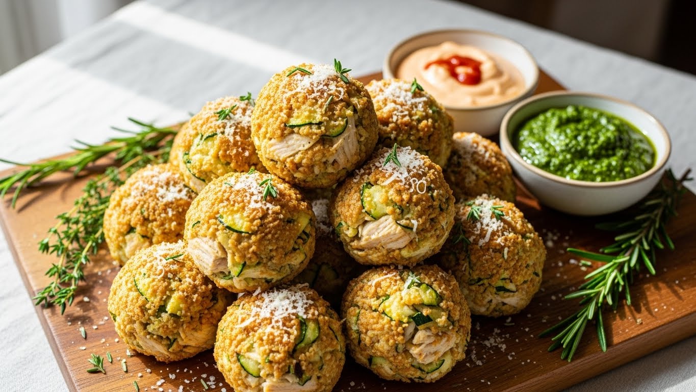 Bombas Proteicas de Frango e Abobrinha