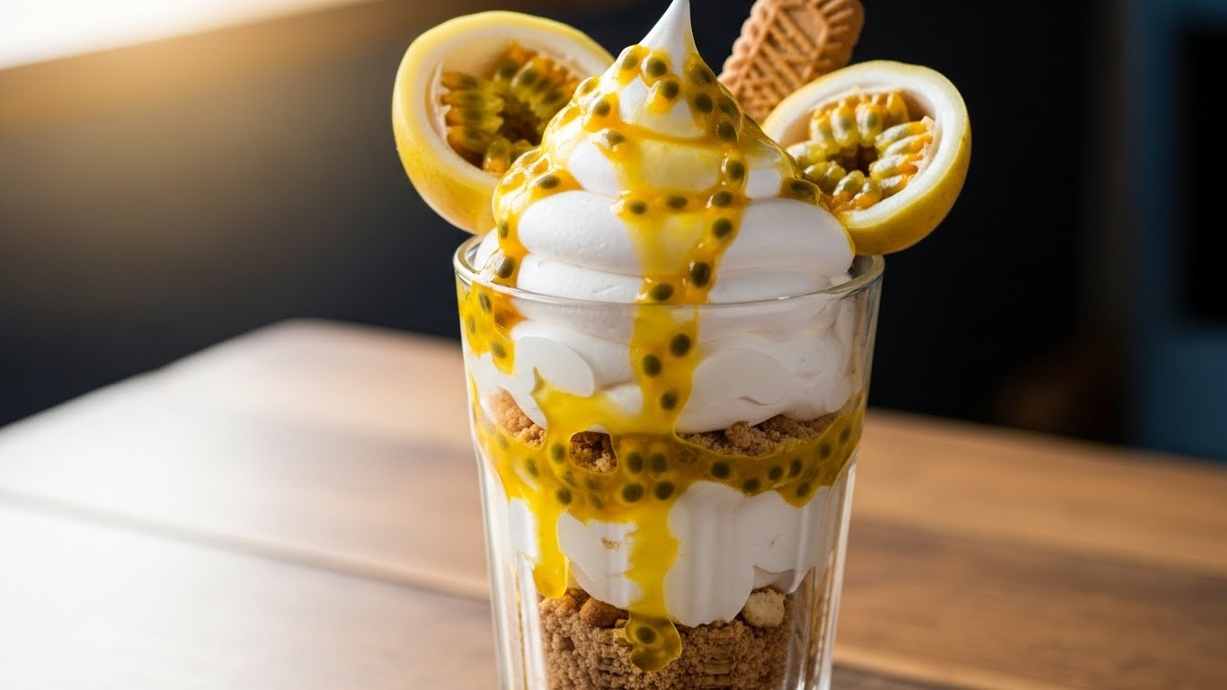 Suspiro Gelado de Maracujá e Biscoito