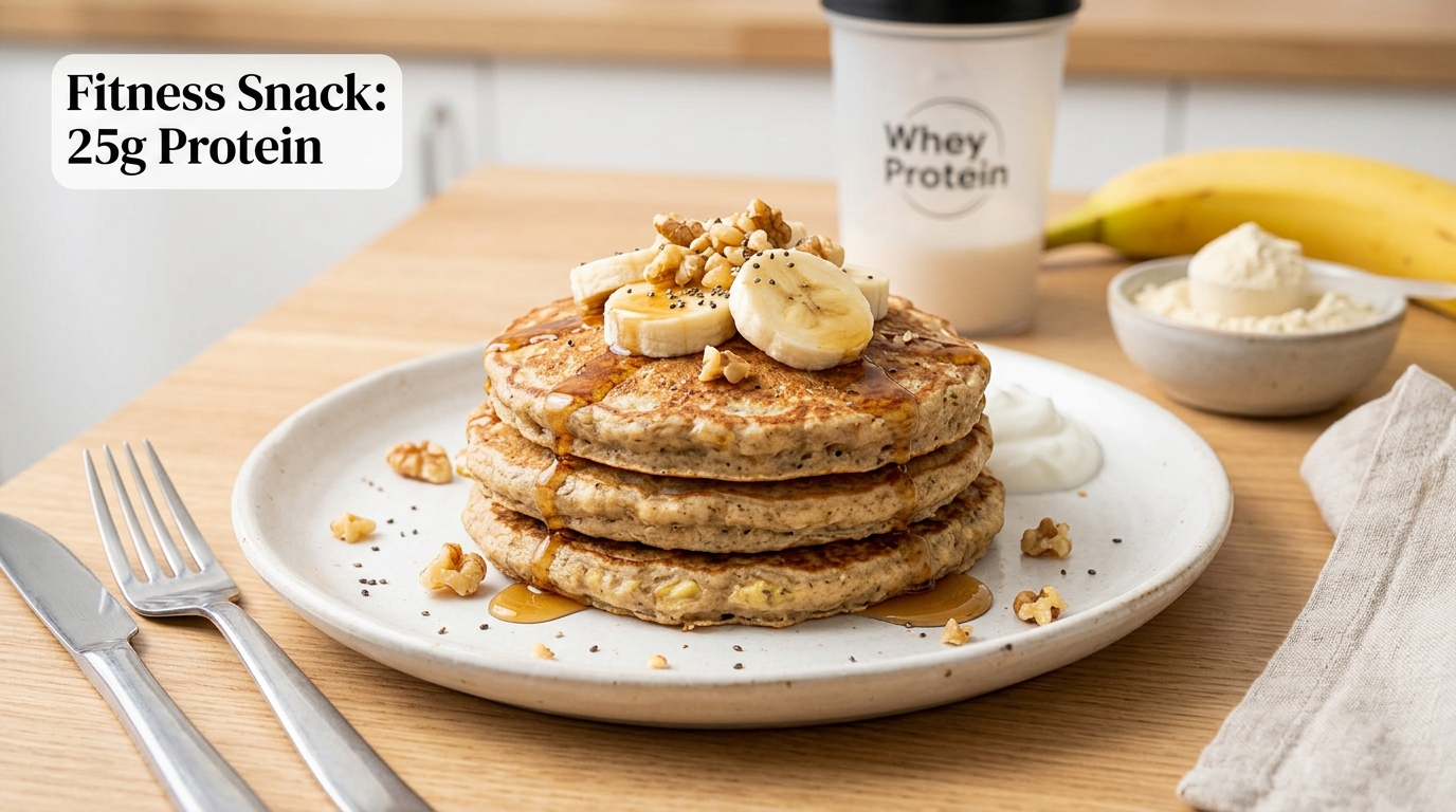 Panqueca Proteica de Banana e Whey: Lanche Fitness 25g
