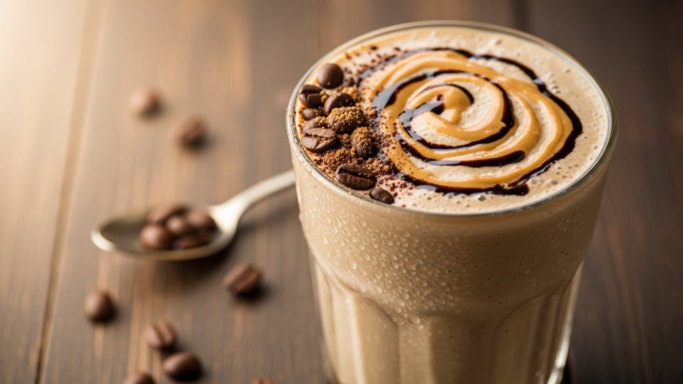 Batida de Café com Pasta de Amendoim