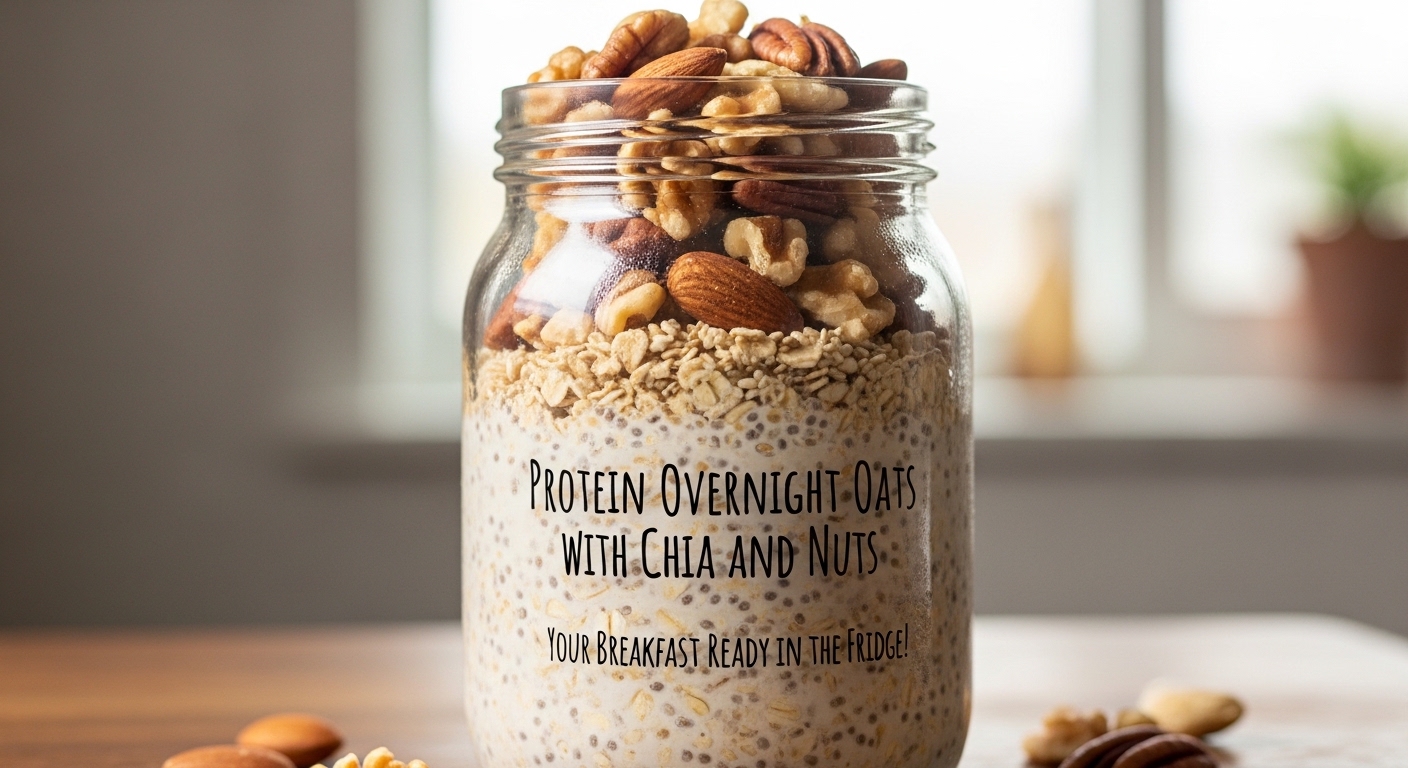 Overnight Oats Proteico com Chia e Castanhas: Seu Café da Manhã Pronto na Geladeira!