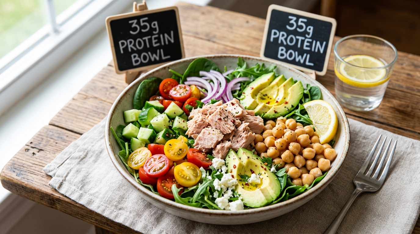 Bowl de Atum com Grão-de-Bico: Almoço Fit 35g de Proteína