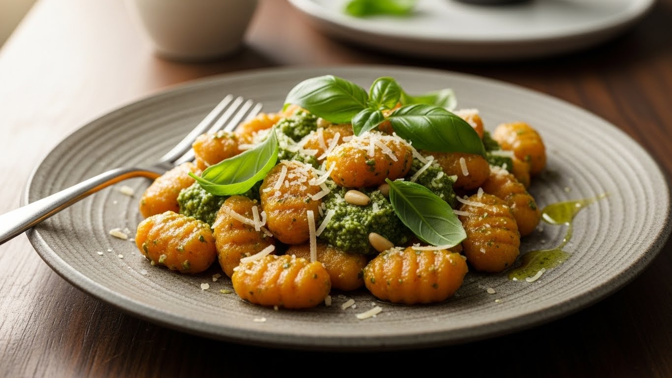 Nhoque de Batata Doce ao Molho Pesto