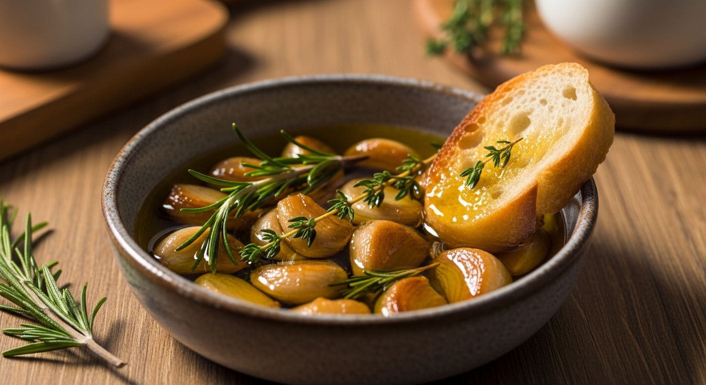 Alho Confitado em Ervas