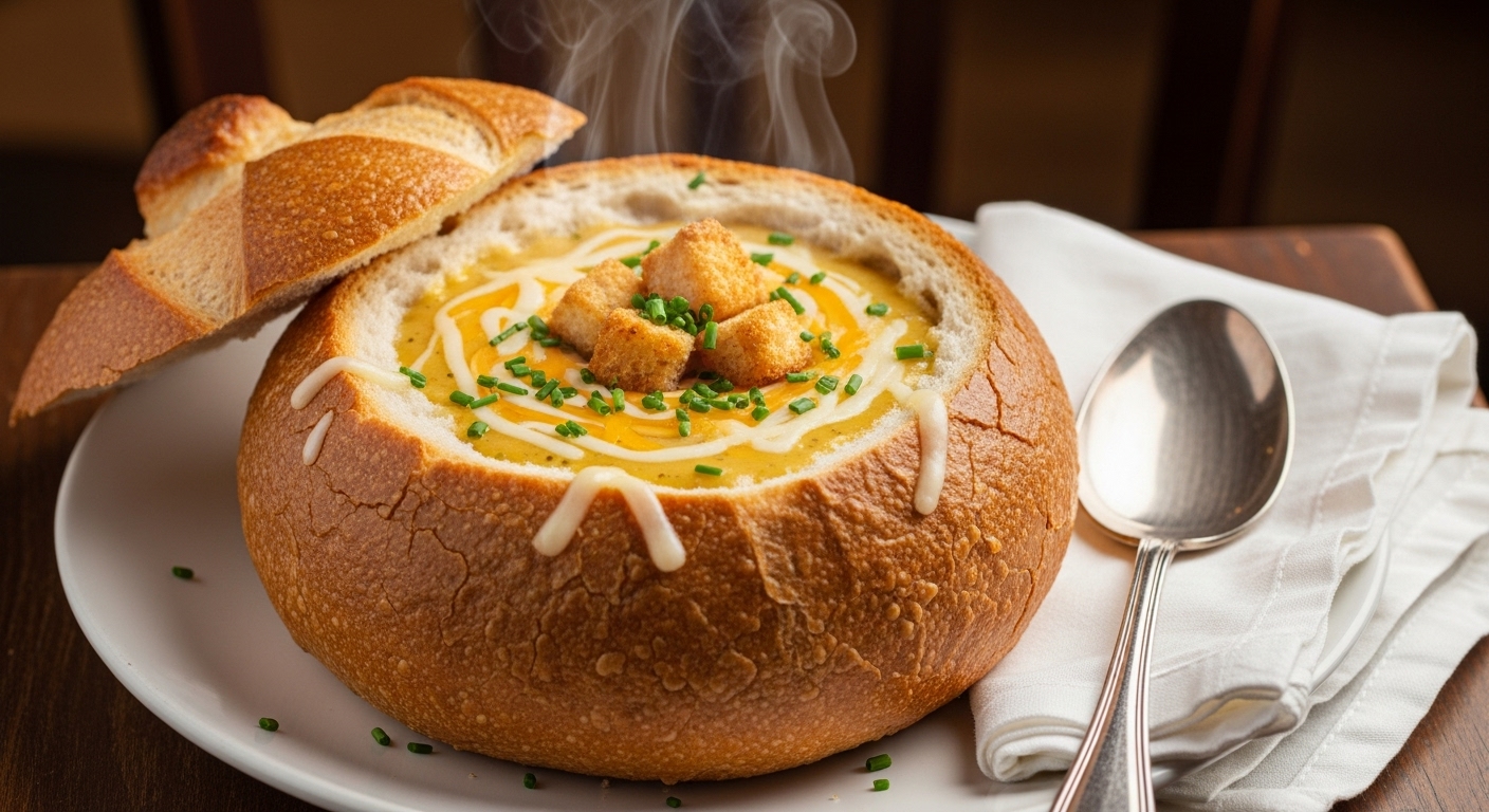 Sopa de Queijo no Pão Italiano