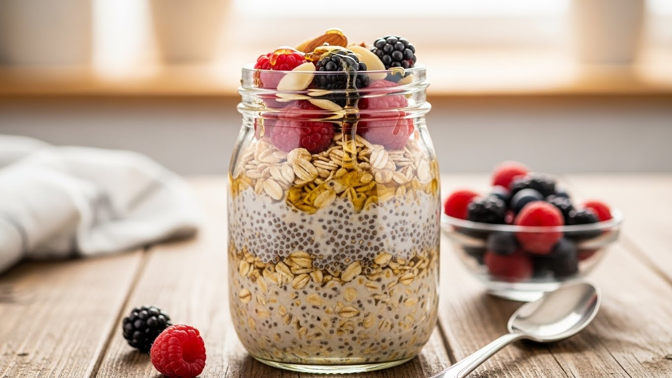 Mingau de Aveia Proteico (Overnight Oats)