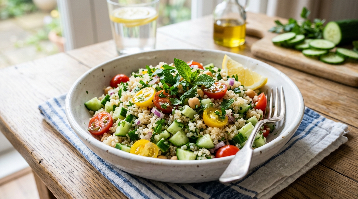 Salada de Quinoa com Pepino: Receita Baixo Sódio Refrescante