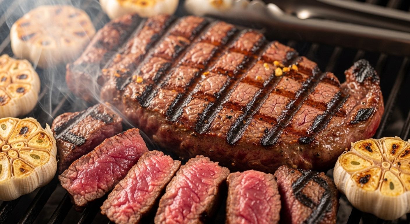 Chorizo (Contrafilé) com Alho Assado