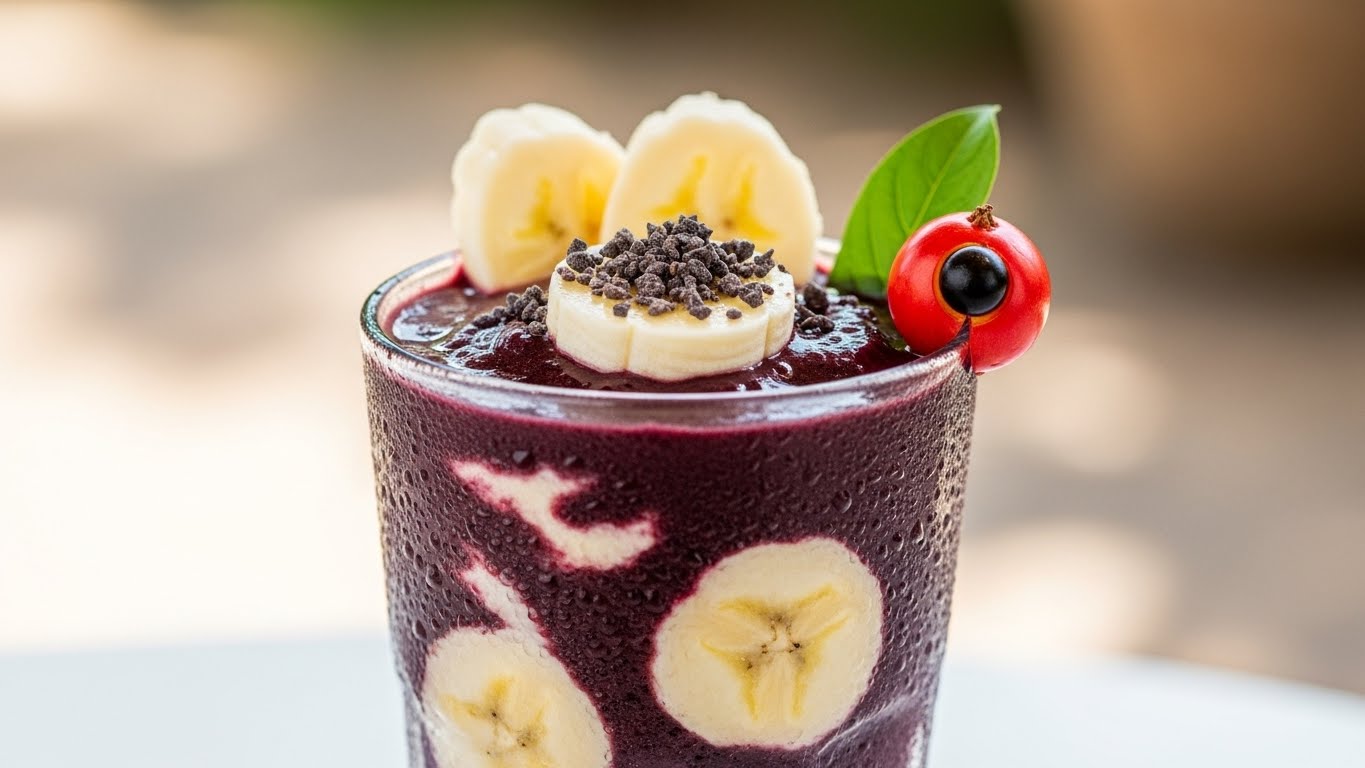 Vitamina Energética de Açaí com Banana e Guaraná