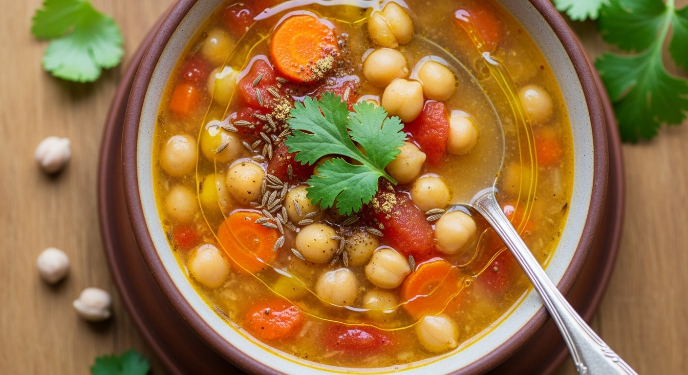Sopa de Grão-de-Bico com Cominho
