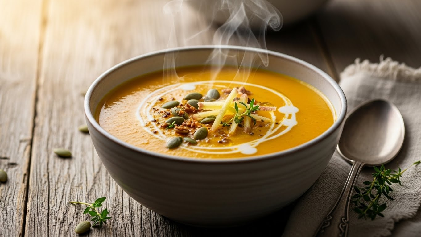 Sopa Cremosa de Abóbora com Gengibre