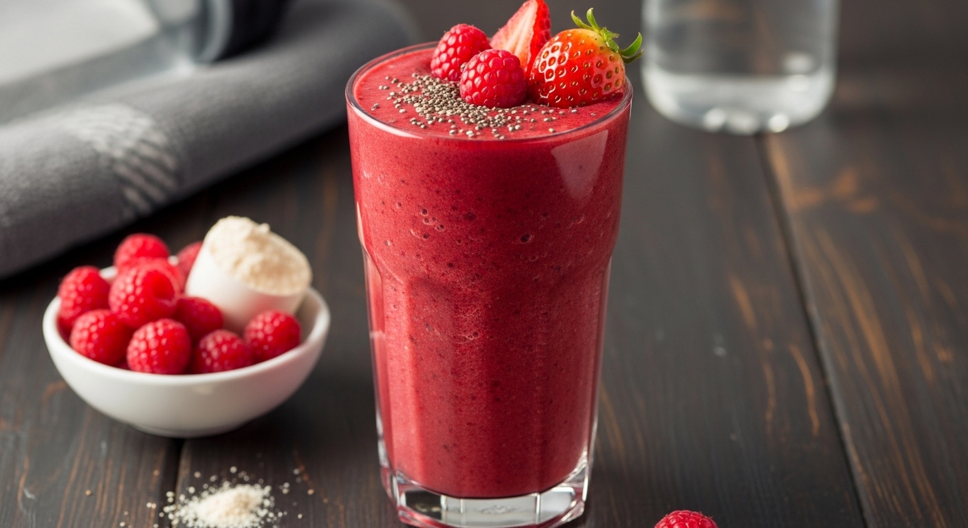 Smoothie de Frutas Vermelhas e Whey (Pós-Treino): Antioxidante e Revigorante