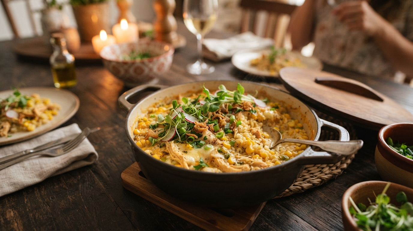 Arroz cremoso com frango e milho