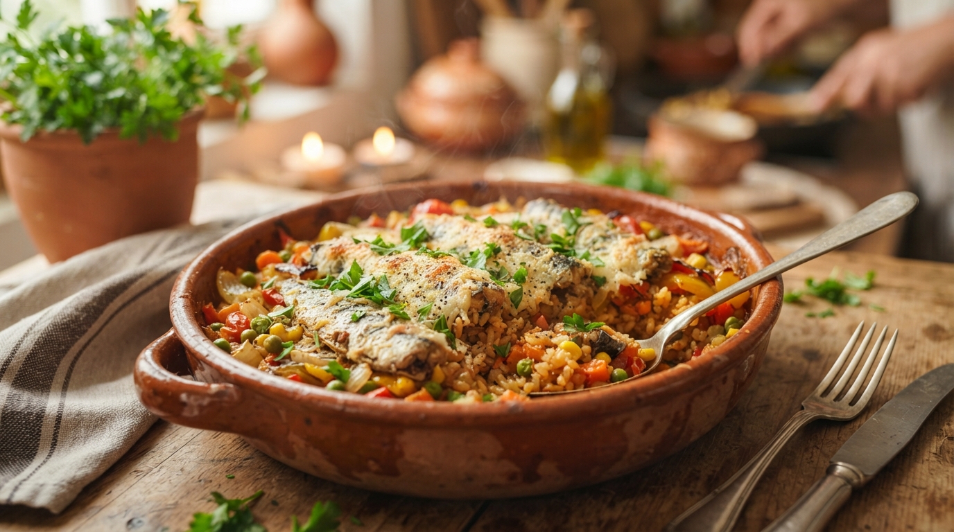 Arroz de forno com sardinha