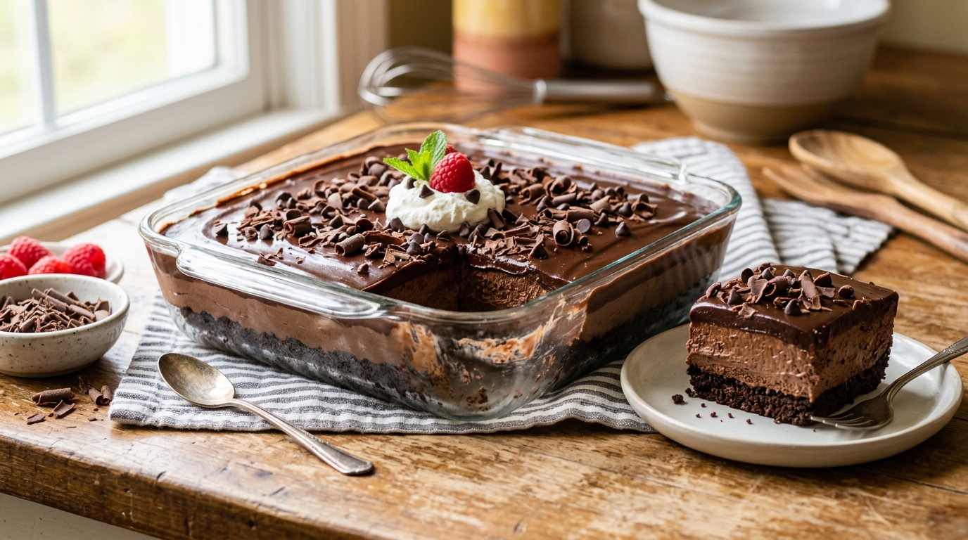 Pavê Gelado de Chocolate em Camadas: Receita Cremosa Sem Forno