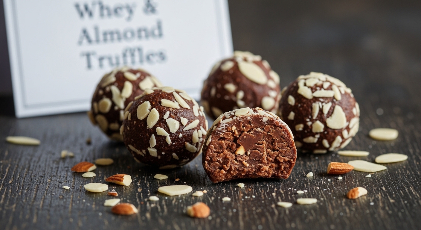 Trufas de Whey e Amêndoas (Lanche): Snack Crocante e Proteico