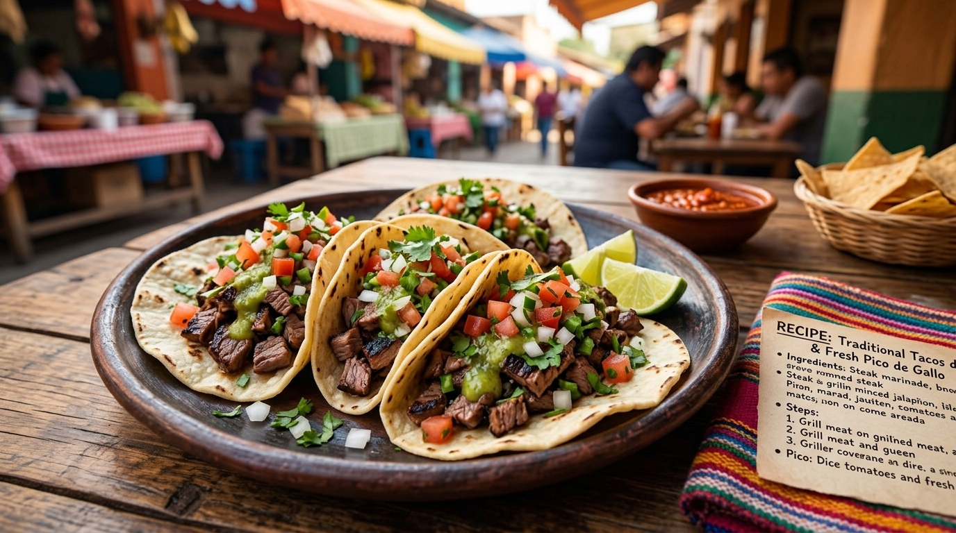 Tacos Mexicanos Tradicionais: Receita Internacional de Carne com Pico