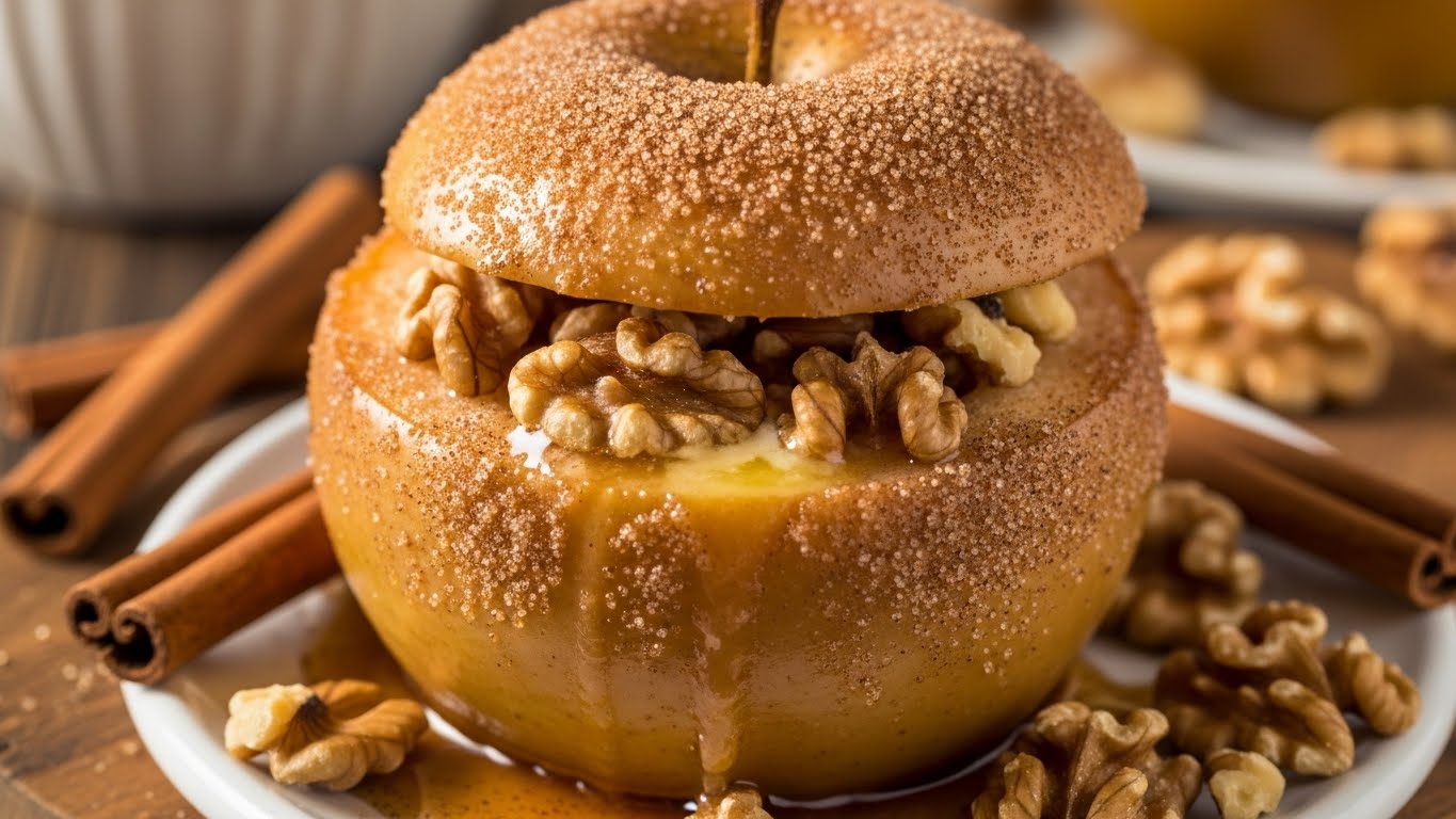 Maçã Assada com Canela e Nozes