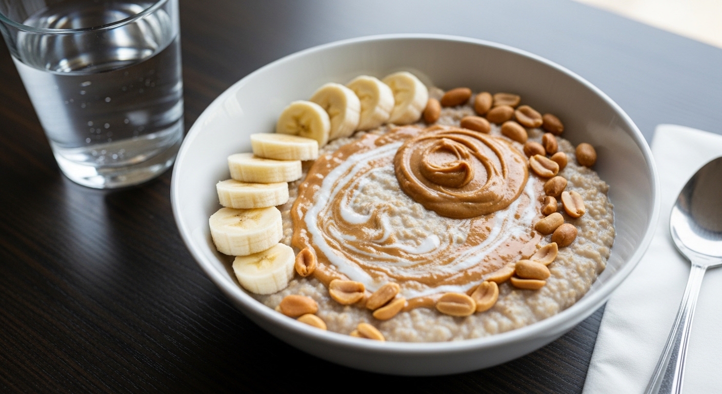 Mingau de Aveia com Whey e Pasta de Amendoim (Pré-Treino): Sustentação Duradoura