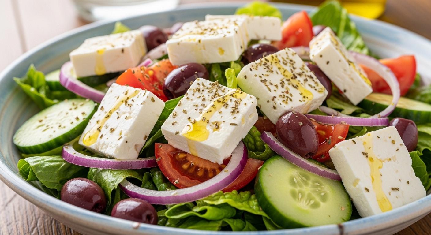 Salada Grega Tradicional: Receita Refrescante com Queijo Feta