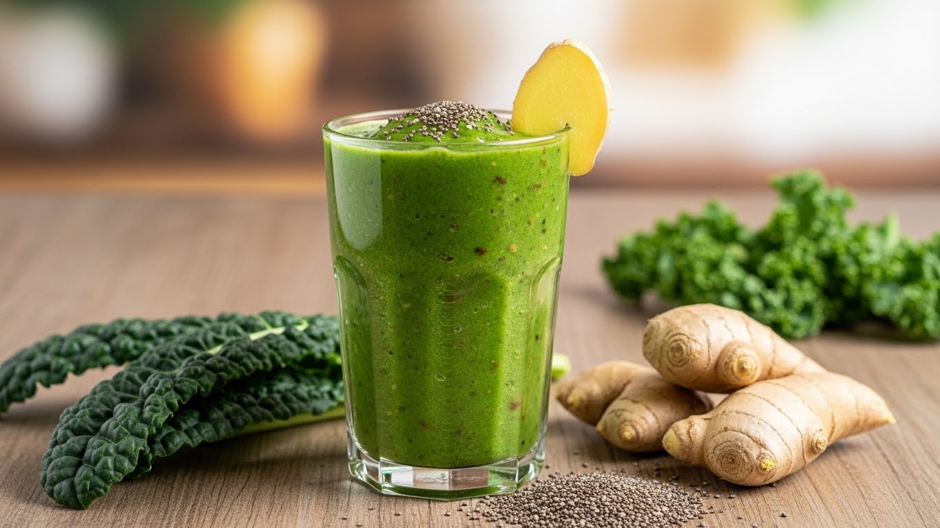 Smoothie Verde Detox com Gengibre e Chia