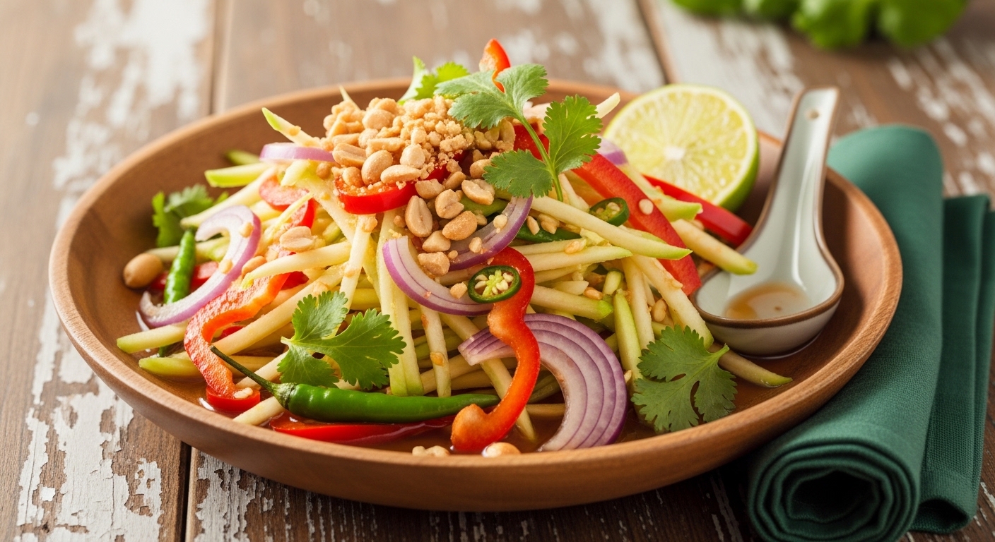 Salada Tailandesa de Manga Verde: Receita Refrescante Agridoce