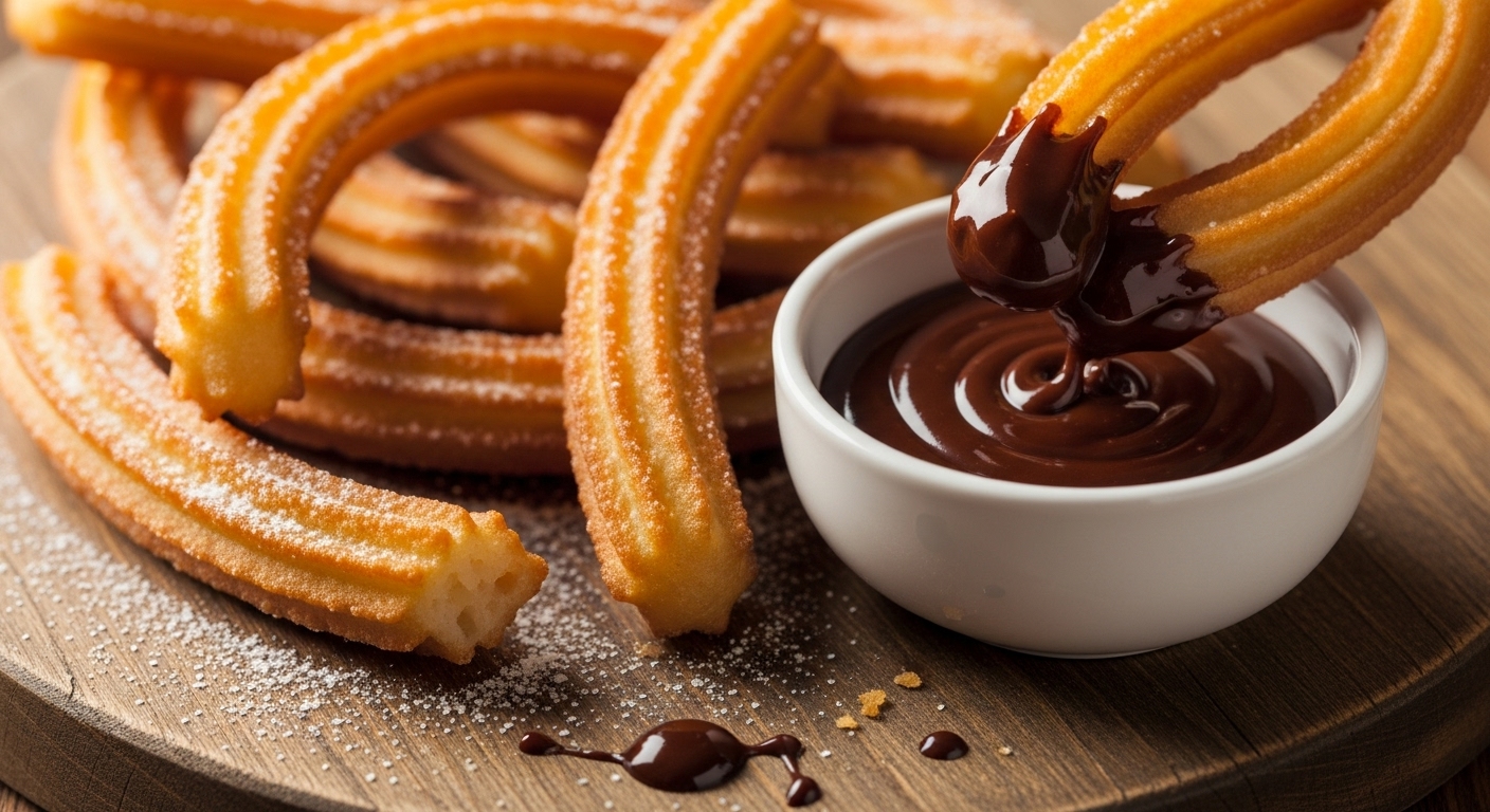 Churros Espanhóis com Calda de Chocolate: Crocância e Sabor