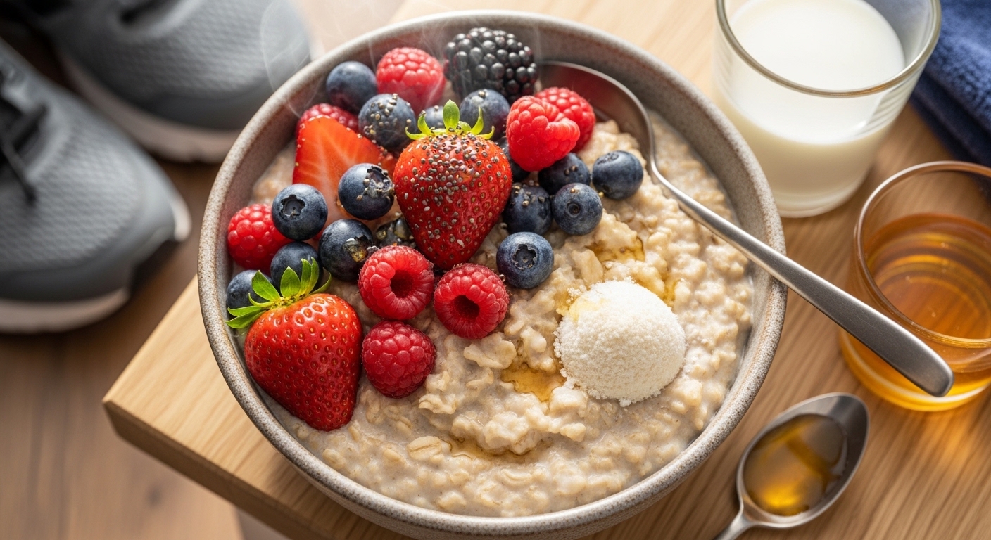 Mingau de Aveia Proteico com Frutas Vermelhas: Energia e Sabor para Seu Treino
