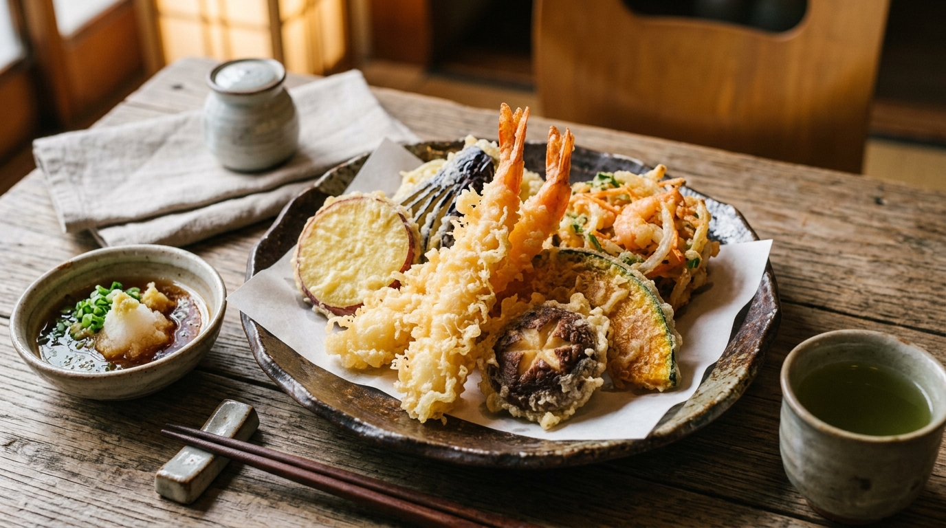 Tempurá Japonês Crocante: Receita Tradicional de Frutos do Mar e Legumes
